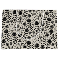 Protea Floral Block Print Millefleur black linen