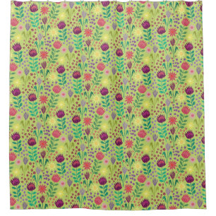 Protea Floral Block Print Millefleur cheery green