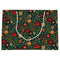Protea Floral Block Print Millefleur darks
