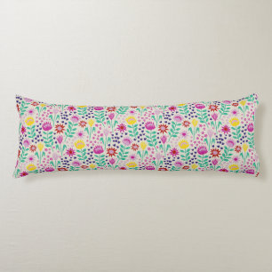 Protea Floral Block Print Millefleur lights Body Pillow