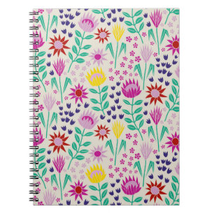 Protea Floral Block Print Millefleur lights Notebook