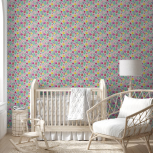 Protea Floral Block Print Millefleur lights Wallpaper