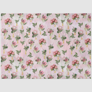 Protea flower bouquets with sage leaves tissue paper