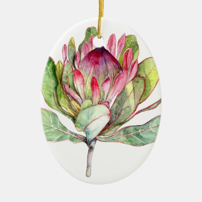 Protea Flower Ceramic Ornament (Front)