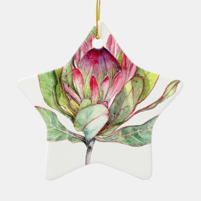 Protea Flower Ceramic Ornament (Front)
