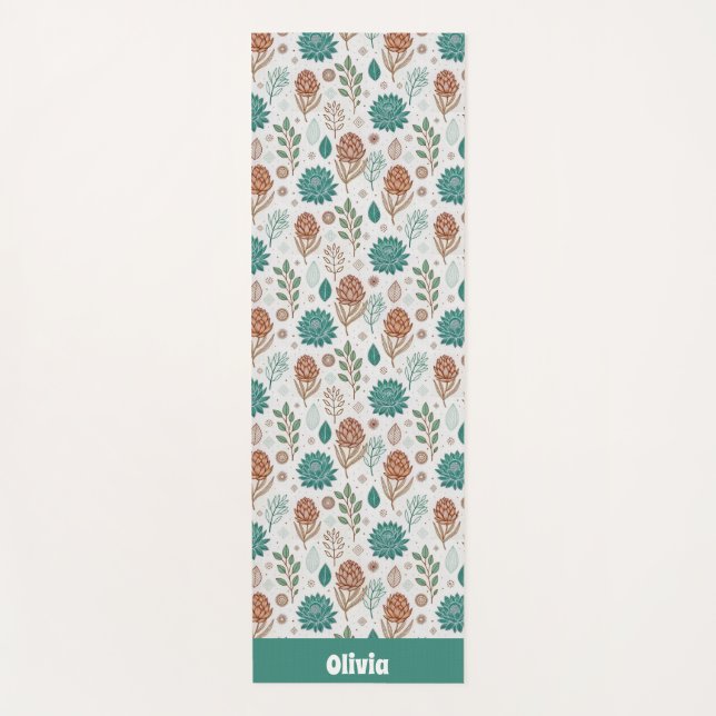 Protea Flower Desert Floral name Pattern  Yoga Mat (Front)
