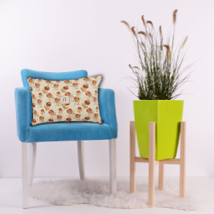 Protea Flower Floral beige red Pattern monogram Accent Pillow