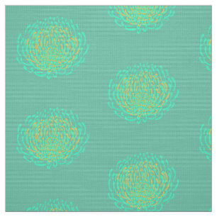 Protea flower print: yellow, turquoise fabric