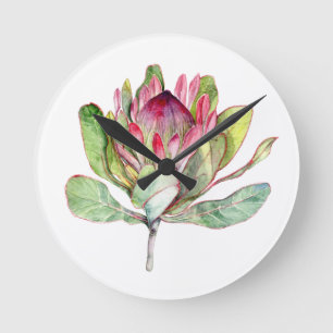 Protea Flower Round Clock