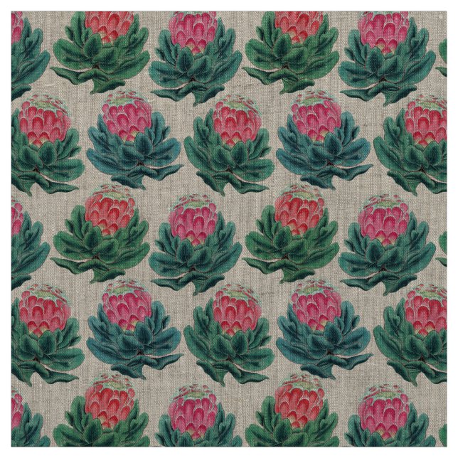 Protea Flowers Pattern Fabric (Swatch)