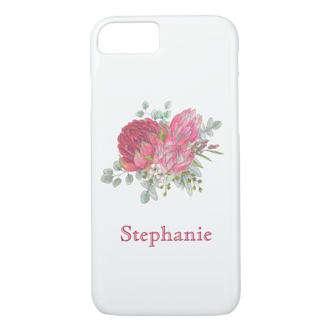 Protea Flowers Watercolor Case-Mate iPhone Case (Back)