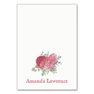 Protea Flowers Watercolor Personalized Place Cards