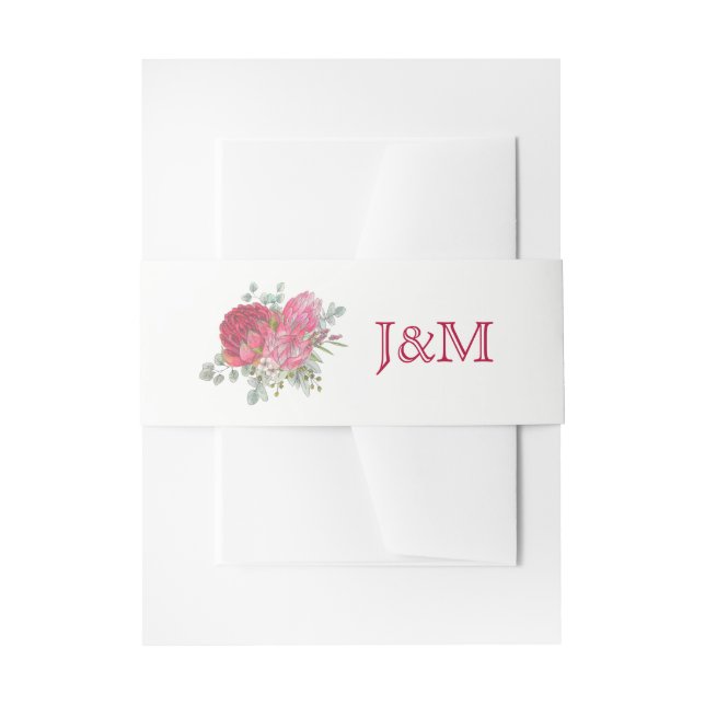 Protea Flowers Wedding Invitation Belly Bands Invitation Belly Band (Front Example)