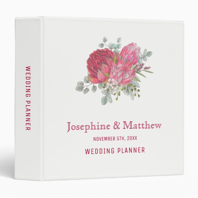 Protea Flowers Wedding Planner Binder (Front/Spine)