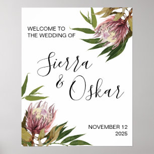 Protea Greenery Wedding Welcome Sign