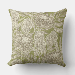 Protea print throw pillow