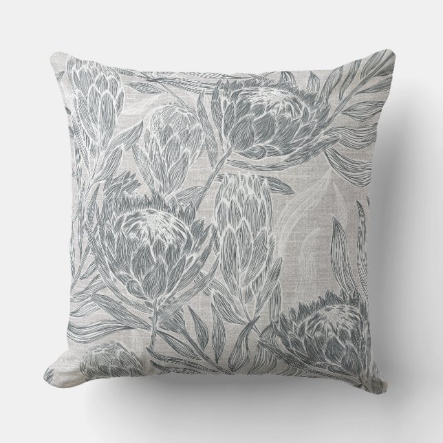 Protea print throw pillow (Front)