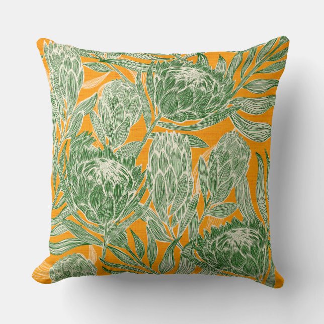 Protea print throw pillow (Front)