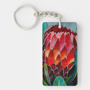 Protea rouge aquarelle fleur art original