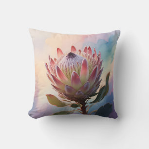 Proteas Flower Watercolor Dream Throw Pillow
