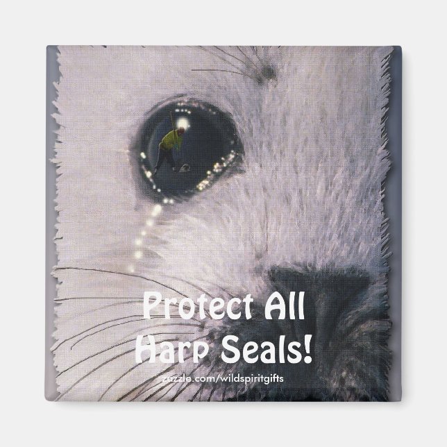 Protect All Harp Seals! Wildlife Magnet (Front)