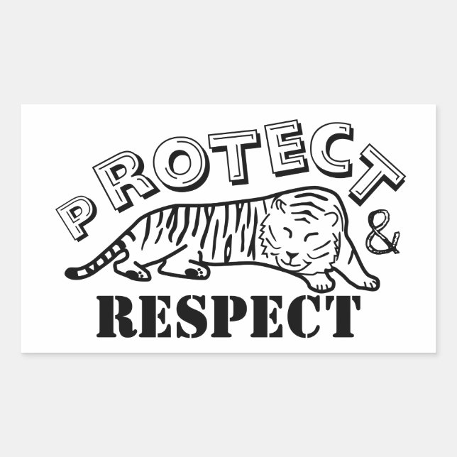 Protect and Respect Wildlife Tiger Sticker (Front)
