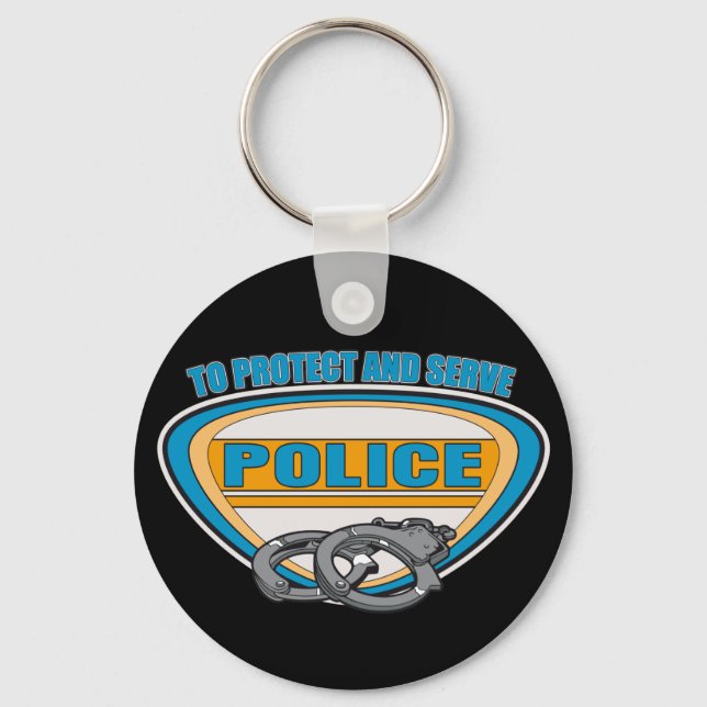 Protect and Serve Handcuffs Keychain (Front)