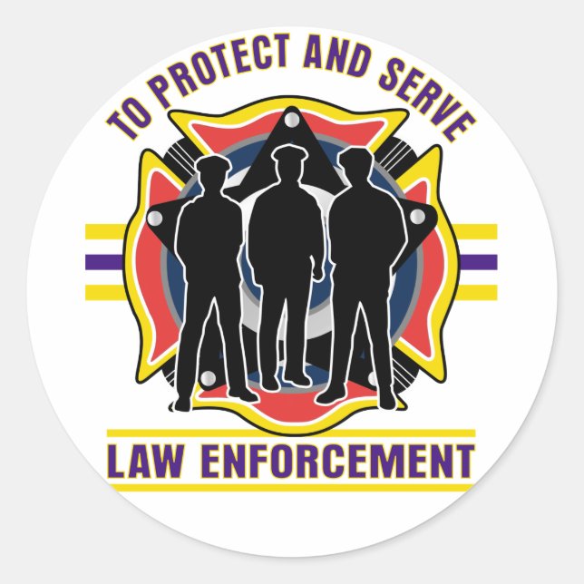Protect and Serve Police Classic Round Sticker (Front)