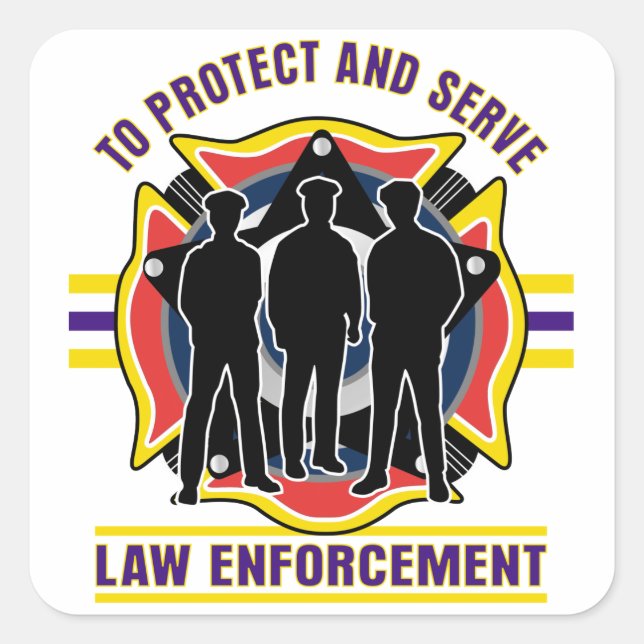 Protect and Serve Police Square Sticker (Front)