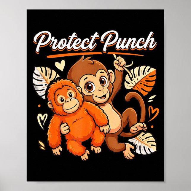 Protect baby monkey punch funny primate meme poster (Front)