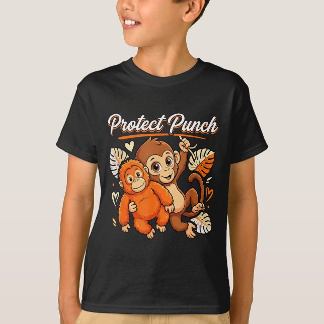 Protect baby monkey punch funny primate meme T-Shirt (Front)