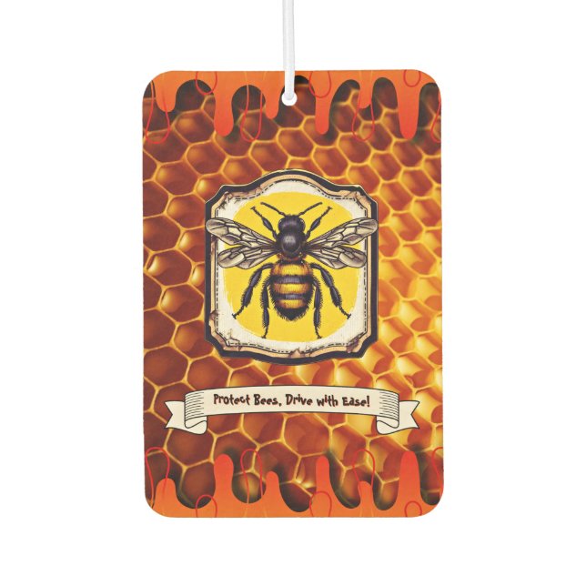 Protect Bees Drive with Ease Custom Text Air Freshener (Front)