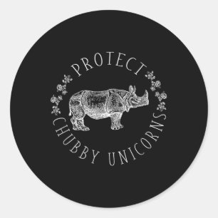 Protect Chubby Unicorns Save The White Rhino Anima Classic Round Sticker