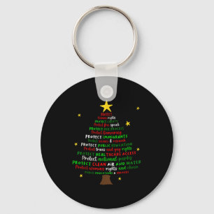 Protect Democracy Christmas Tree Feminist Social J Keychain