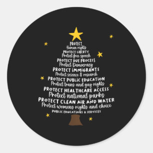 Protect Democracy Christmas Tree Subtle Anti Trump Classic Round Sticker