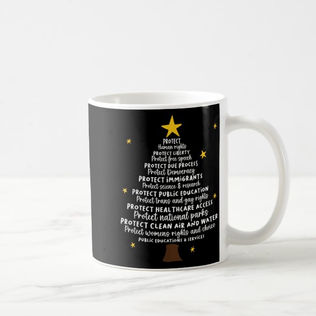 Protect Democracy Christmas Tree Subtle Anti Trump Coffee Mug (Right)