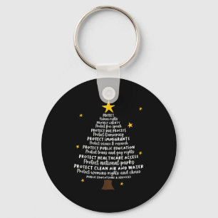 Protect Democracy Christmas Tree Subtle Anti Trump Keychain