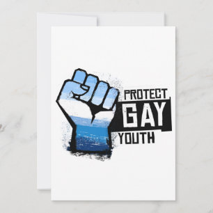 Protect Gay Youth - Blue Pride Fist Holiday Card