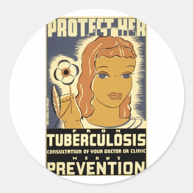 Protect Her From Tuberculosis Classic Round Sticker (Front)