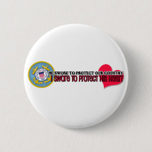 Protect his heart Coast Guard 2 Inch Round Button