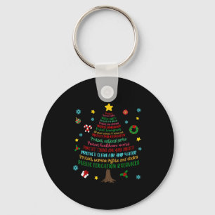 Protect Human Rights Democracy Christmas Tree Men Keychain