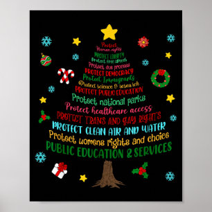 Protect Human Rights Democracy Christmas Tree Men Poster