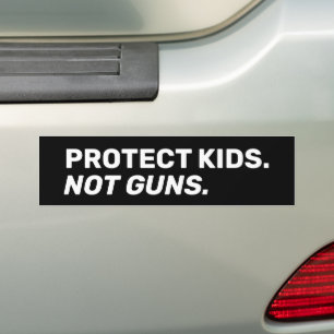 Protect kids Not guns black white bold modern Bumper Sticker
