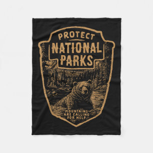 Protect National Parks Bear Resist  Fleece Blanket