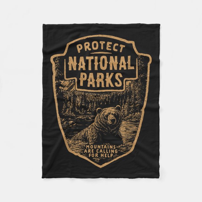 Protect National Parks Bear Resist  Fleece Blanket (Front)