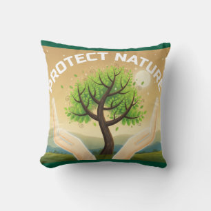 Protect Nature - Mystical Tree of Life Design Throw Pillow