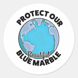 Protect Our beautiful Blue Marble Classic Round Sticker