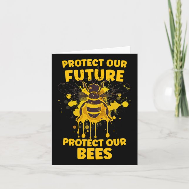 Protect Our Bees - Earth Day Bee Guy Awareness Kid Card (Front)