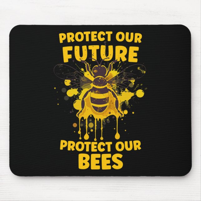 Protect Our Bees - Earth Day Bee Guy Awareness Kid Mouse Pad (Front)