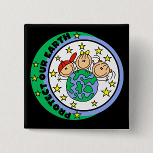 Protect Our Earth Tshirts and Gifts 2 Inch Square Button